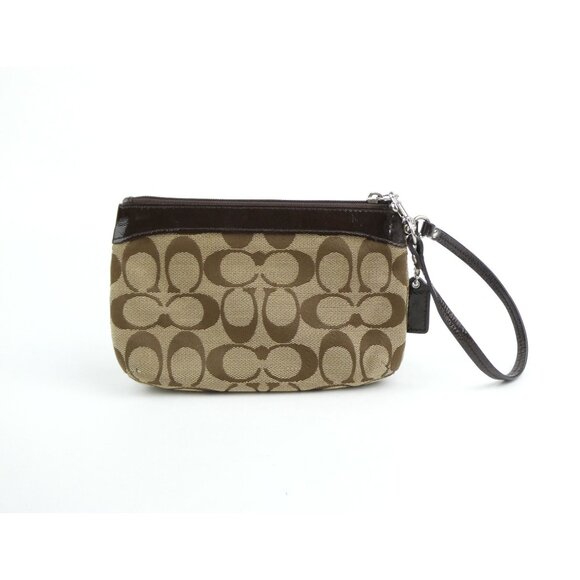 Coach Signature Khaki Brown Wristlet - Picture 6 of 12